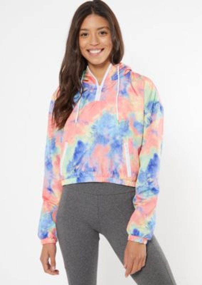 Rue21 Bright Tie Dye Cropped Half Zip 