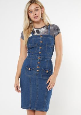 Medium Wash Button Down Fitted Jean Dress