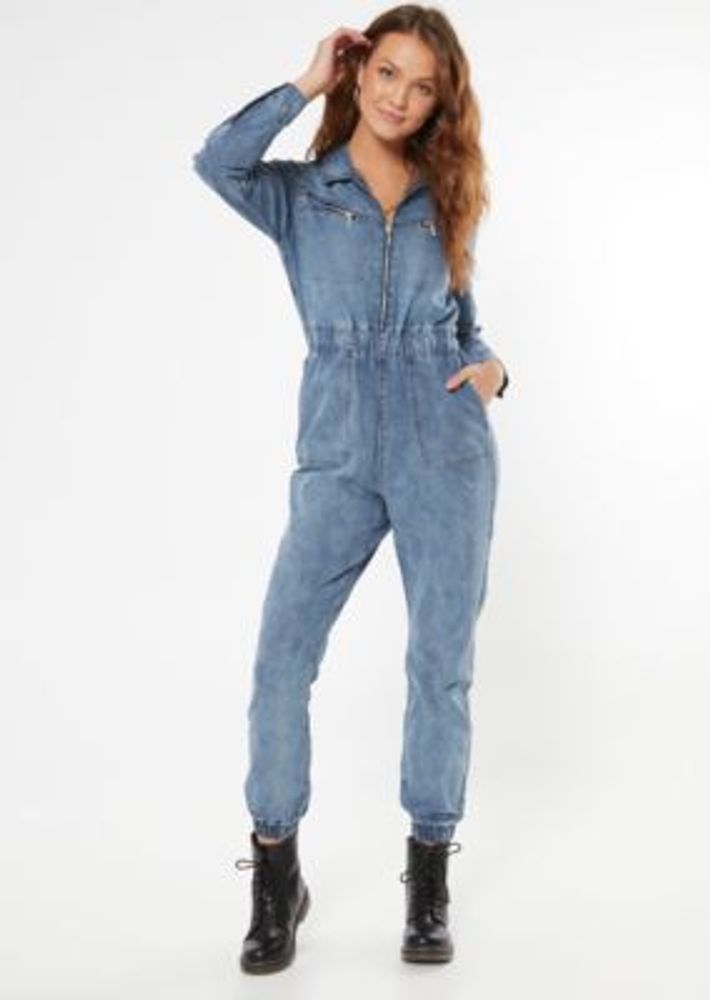 chambray jogger jumpsuit