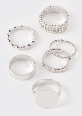 6-Pack Silver Signet Stacking Rings
