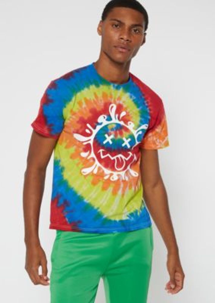 orange tie dye graphic tee