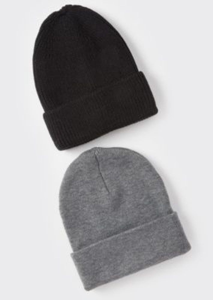 2-Pack Black And Essential Beanie Set