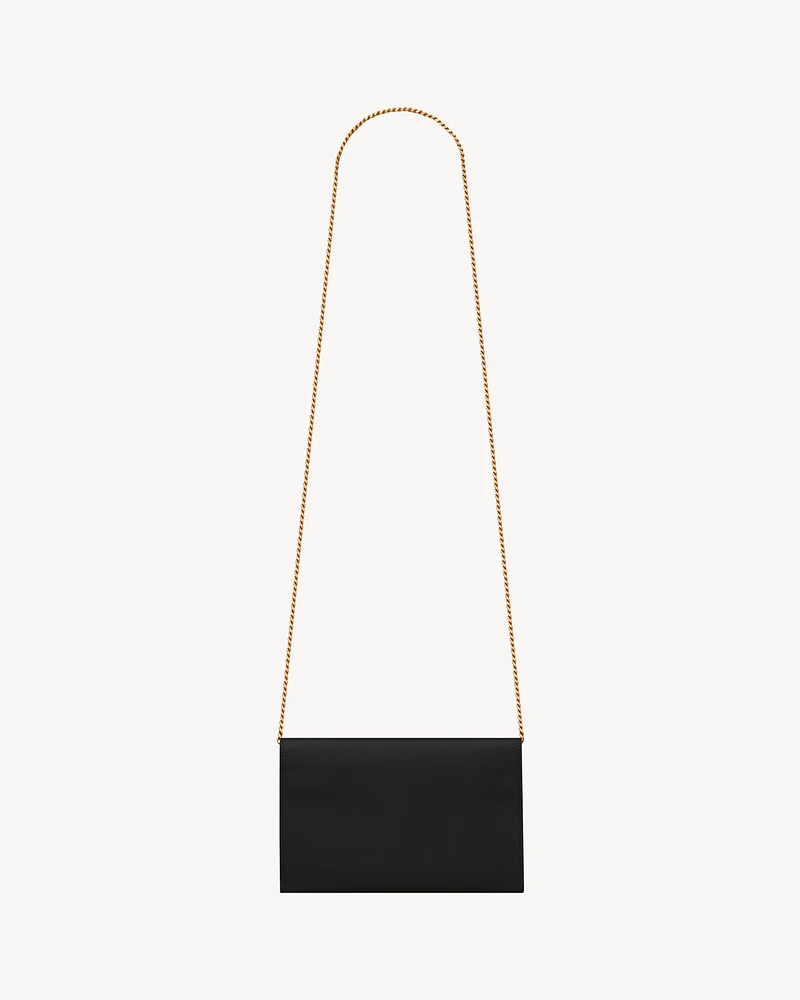 UPTOWN CHAIN WALLET IN GRAIN DE POUDRE EMBOSSED LEATHER