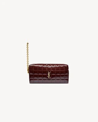 CASSANDRE MATELASSÉ CARRÉ pouch on chain in shiny canvas