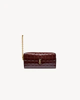 CASSANDRE MATELASSÉ CARRÉ pouch on chain in shiny canvas