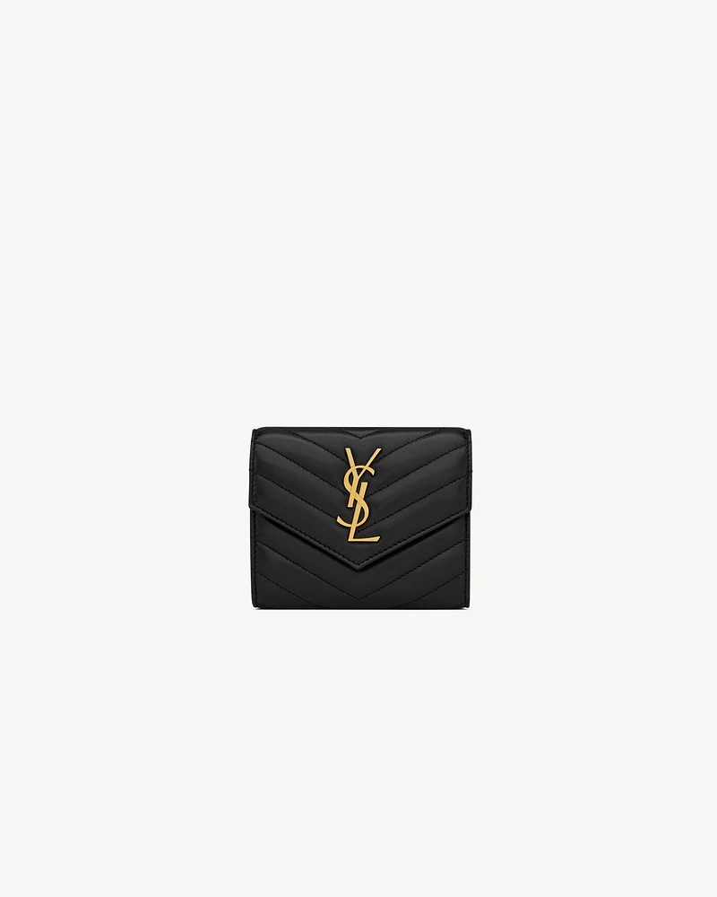 CASSANDRE MATELASSÉ compact tri fold wallet in LAMBSKIN