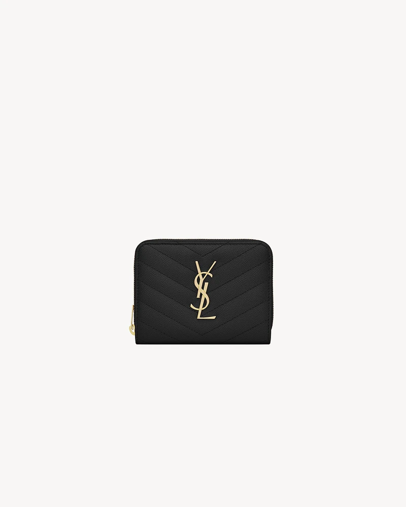 CASSANDRE MATELASSÉ compact zip around wallet in grain de poudre leather