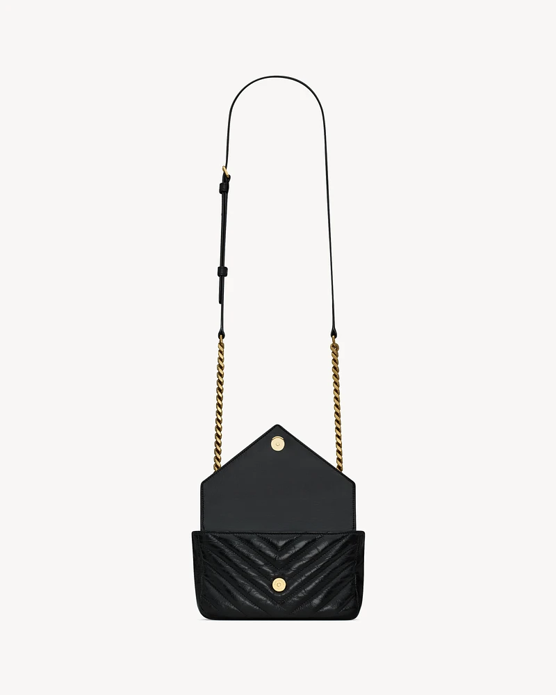 COLLEGE mini chain bag in shiny crackled leather
