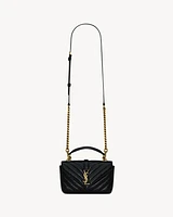 COLLEGE mini chain bag in shiny crackled leather
