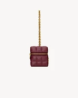 CASSANDRE MATELASSÉ CARRÉ mini cube on chain in shiny leather