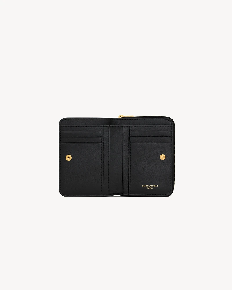 CASSANDRE MATELASSÉ compact zip-around wallet in lambskin