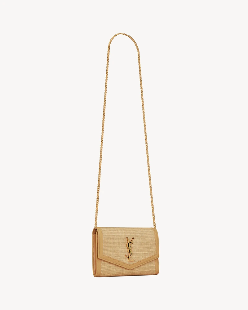 UPTOWN chain wallet in micro raffia