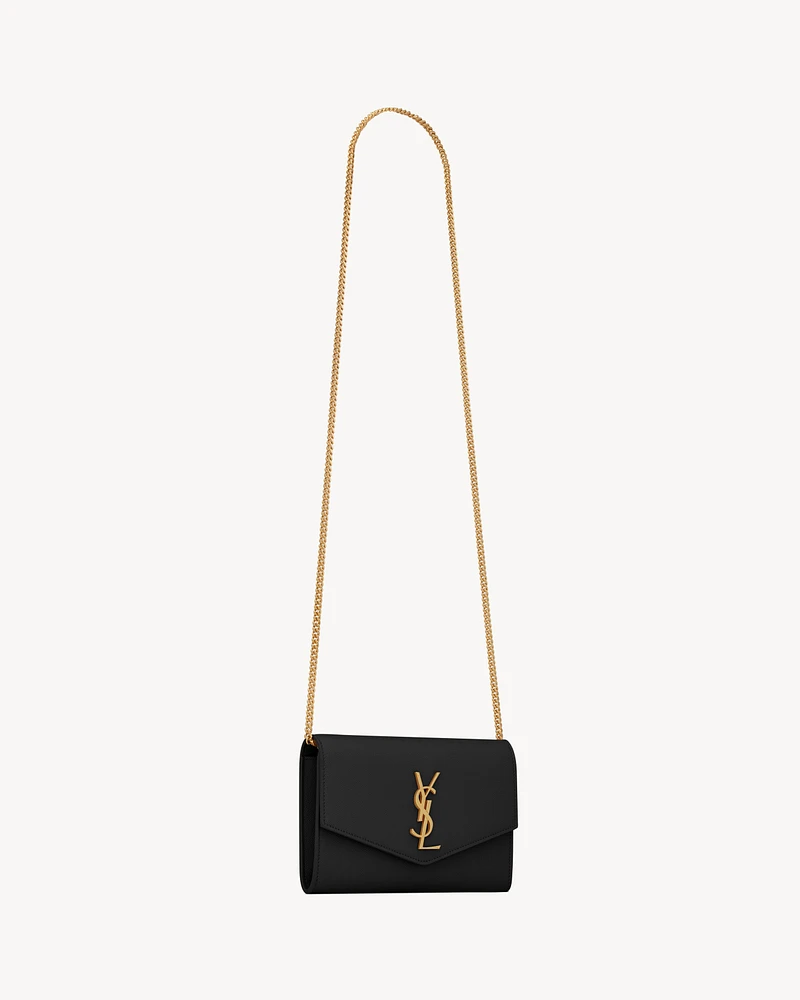 UPTOWN CHAIN WALLET IN GRAIN DE POUDRE EMBOSSED LEATHER