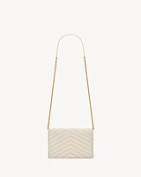CASSANDRE ENVELOPE CHAIN WALLET IN GRAIN DE POUDRE LEATHER
