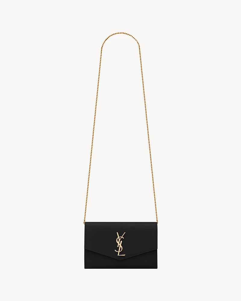 UPTOWN CHAIN WALLET IN GRAIN DE POUDRE EMBOSSED LEATHER