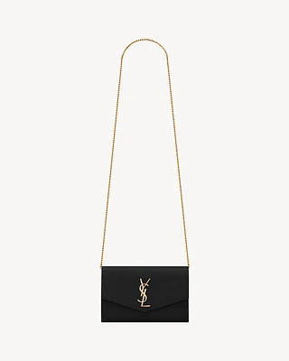 UPTOWN CHAIN WALLET IN GRAIN DE POUDRE EMBOSSED LEATHER