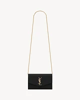 UPTOWN CHAIN WALLET IN GRAIN DE POUDRE EMBOSSED LEATHER