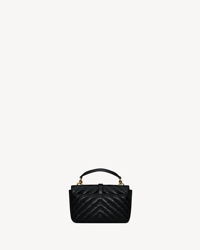 COLLEGE mini chain bag in shiny crackled leather