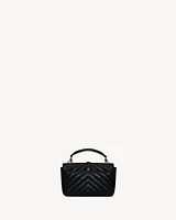 COLLEGE mini chain bag in shiny crackled leather
