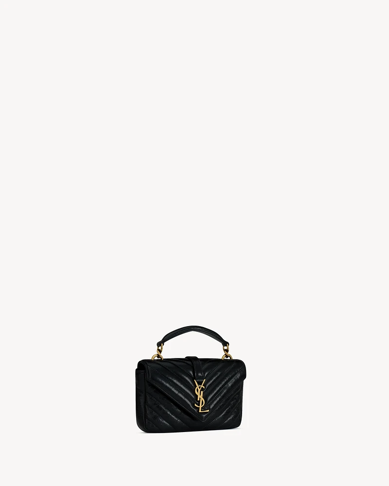 COLLEGE mini chain bag in shiny crackled leather