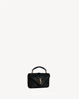 COLLEGE mini chain bag in shiny crackled leather