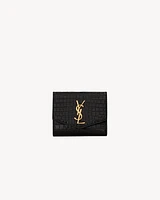 UPTOWN Compact wallet in crocodile-embossed shiny leather