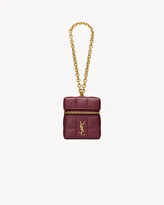 CASSANDRE MATELASSÉ CARRÉ mini cube on chain in shiny leather