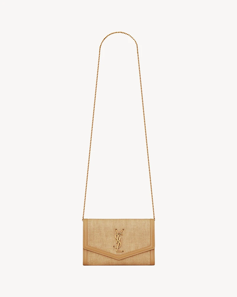 UPTOWN chain wallet in micro raffia