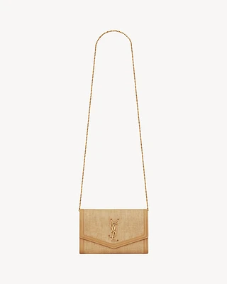 UPTOWN chain wallet in micro raffia