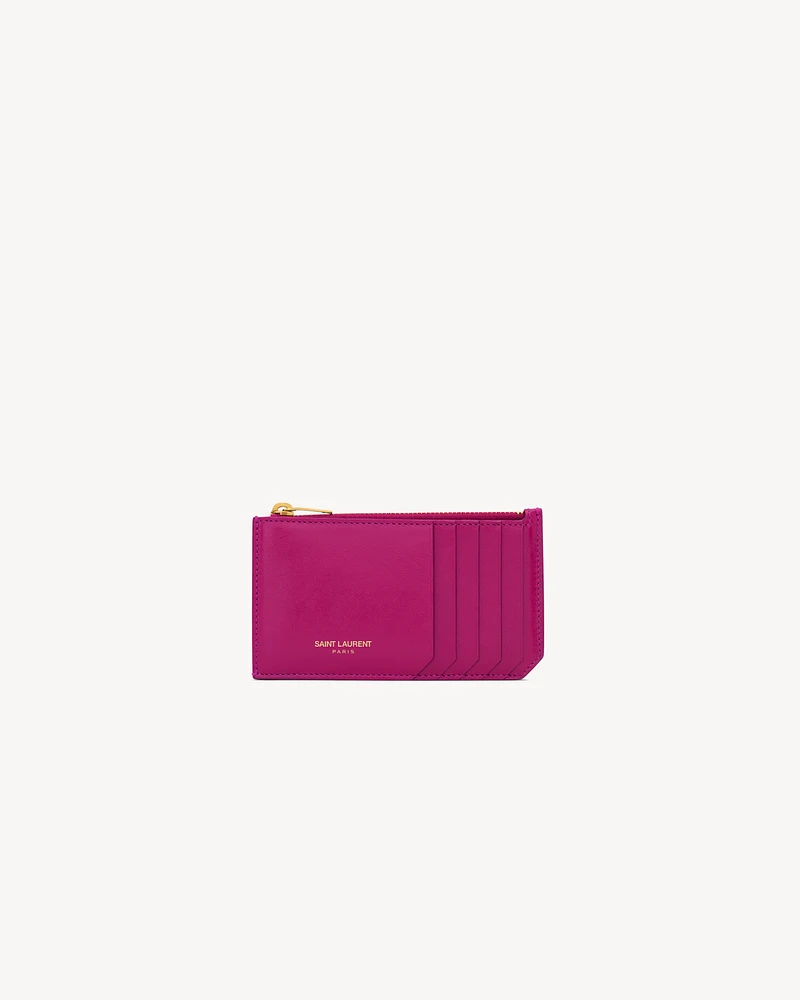 SAINT LAURENT PARIS FRAGMENTS card case in shiny leather