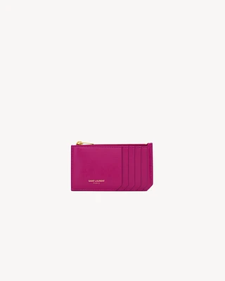 SAINT LAURENT PARIS FRAGMENTS card case in shiny leather
