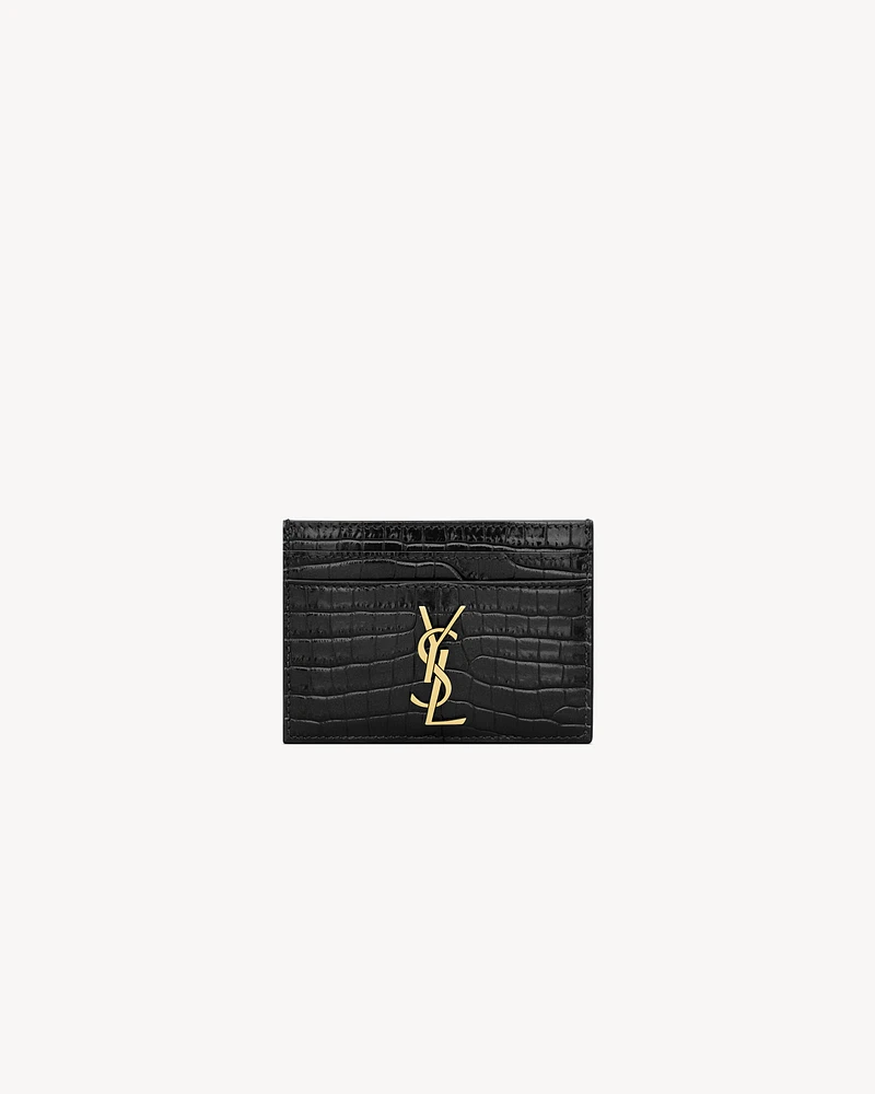 CASSANDRE card case in crocodile-embossed shiny leather