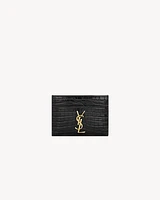 CASSANDRE card case in crocodile-embossed shiny leather