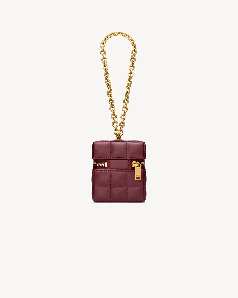 CASSANDRE MATELASSÉ CARRÉ mini cube on chain in shiny leather