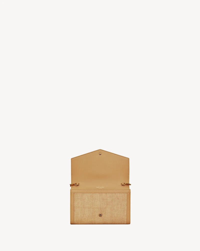 UPTOWN chain wallet in micro raffia