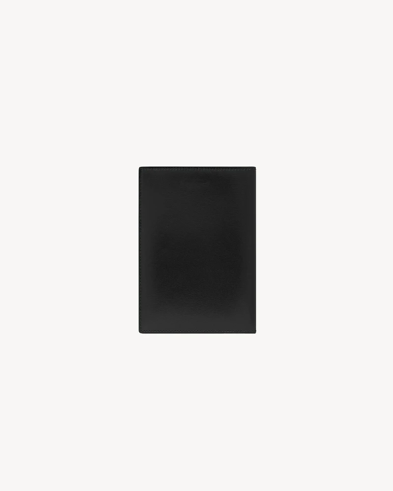 SAINT LAURENT PARIS PASSPORT CASE IN LACQUERED LEATHER