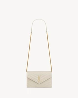 CASSANDRE ENVELOPE CHAIN WALLET IN GRAIN DE POUDRE LEATHER