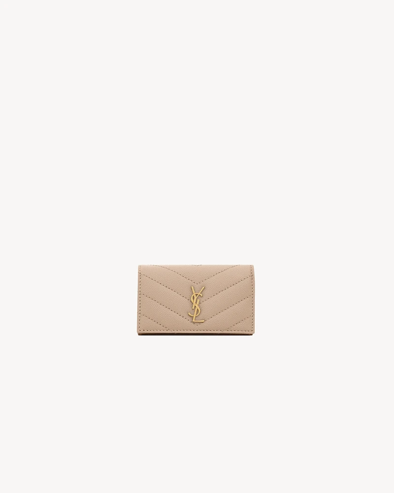Cassandre matelassé slim key case in grain de poudre leather