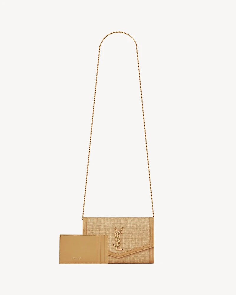 UPTOWN chain wallet in micro raffia