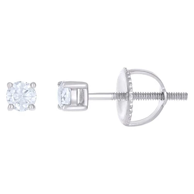 10Kt Gold Earrings 3 mm With Moissanite Ctw 0.20