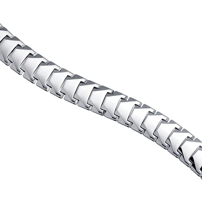 Tungsten Mens Polished Link Bracelet 13mm Size 8.5 Inches