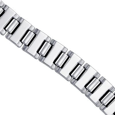 Tungsten Mens Polished And Brushed Link Bracelet 16mm Size 8.5 Inches