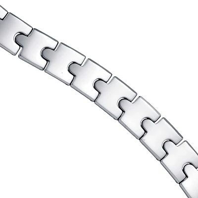 Fancy Tungsten Mens Polished Link Bracelet 13mm Size 8.5 Inches
