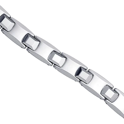 Tungsten Mens Polished White Bracelet 13mm Size 8.5 Inches