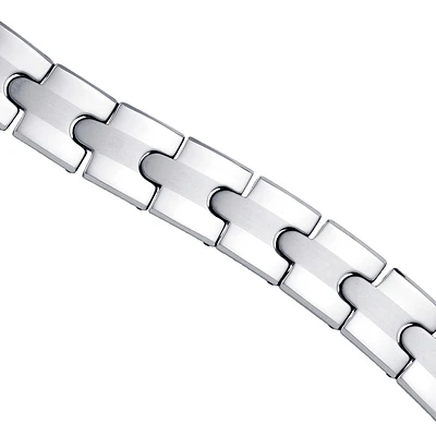 Tungsten Fancy Mens Polished Link Bracelet 13mm Size 8.5 Inches