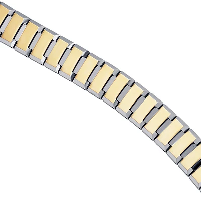 Tungsten Yellow Tone Mens Polished Link Bracelet 13mm Size 8.5 Inches