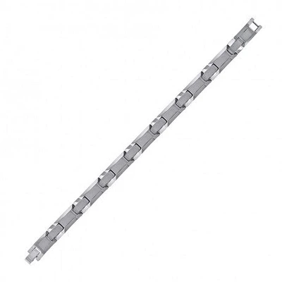 Tungsten Mens Polished Link Bracelet 11 mm Size 8.5 Inches