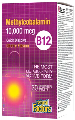 B12 Methylcobalamin 10,000 mcg, Cherry