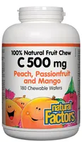 C 500 mg 100% Natural Fruit Chew, Peach, Passionfruit and Mango
