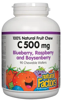 C 500 mg 100% Natural Fruit Chew, Blueberry, Raspberry and Boysenberry